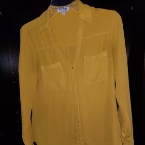 Express XS button up - mustard yellow